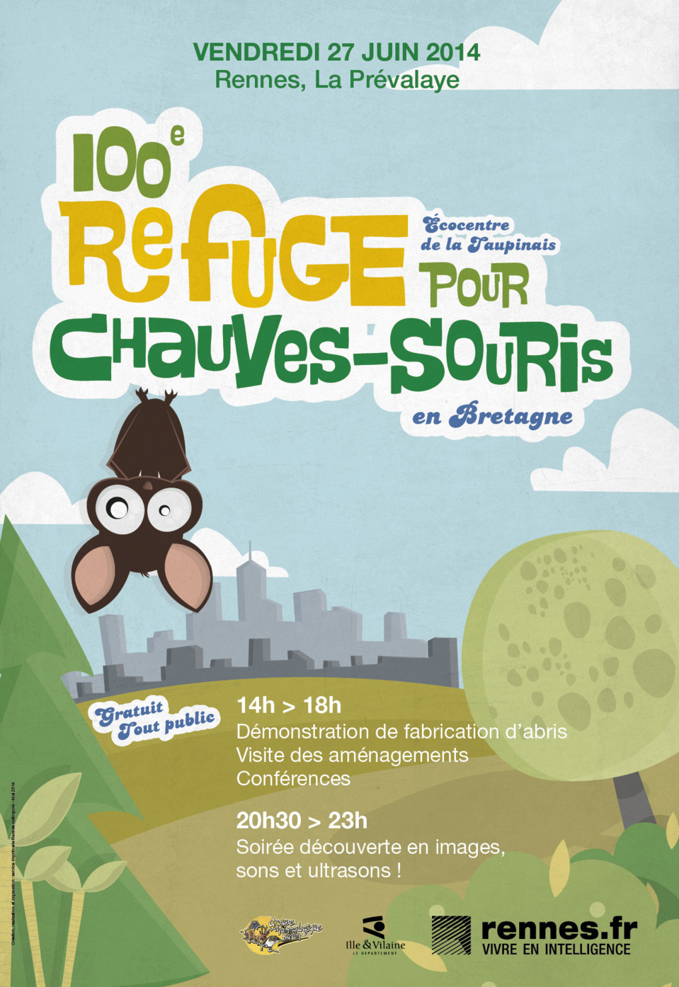 Fêtons le 100ème refuge pour les chauves-souris le 27 juin à Rennes !