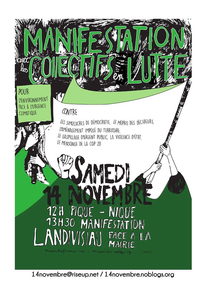 Rassemblement le 14 novembre à Landivisau (29) contre les projets inutiles